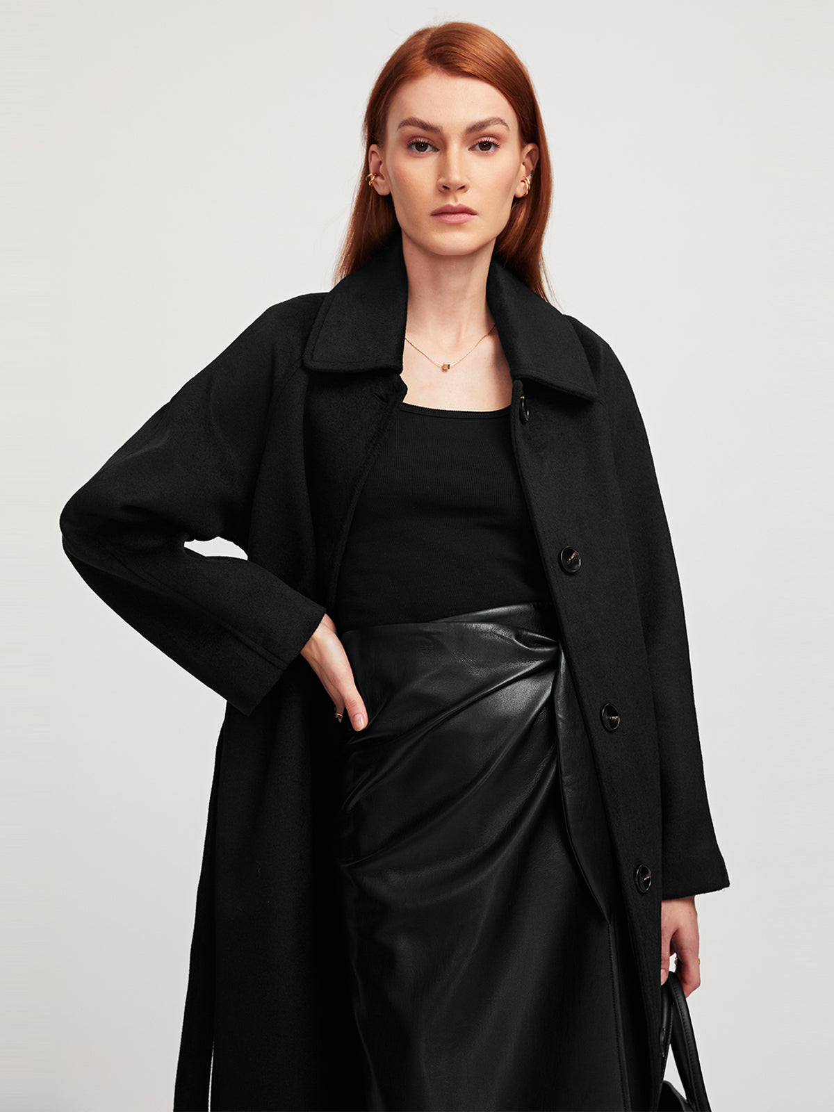 Loose Wool Coat With Belt