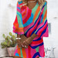 Bell Sleeve Multicolor Print Dress