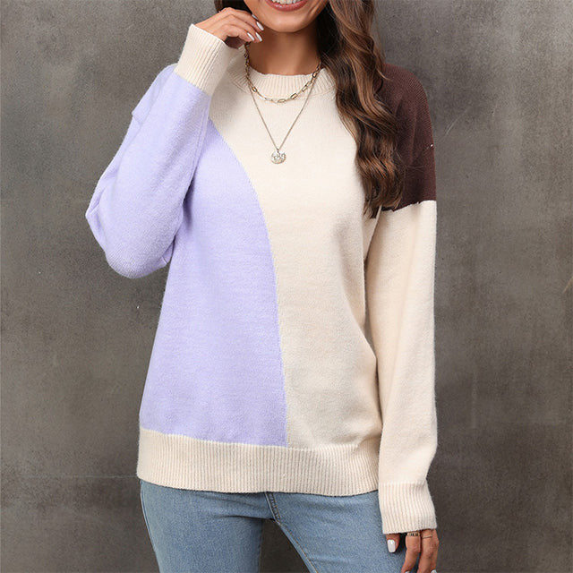 Contrast Color Casual Sweater