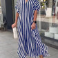 V-neck Shirt Dress in Stripe Print