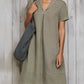 Cotton and linen solid color loose dress