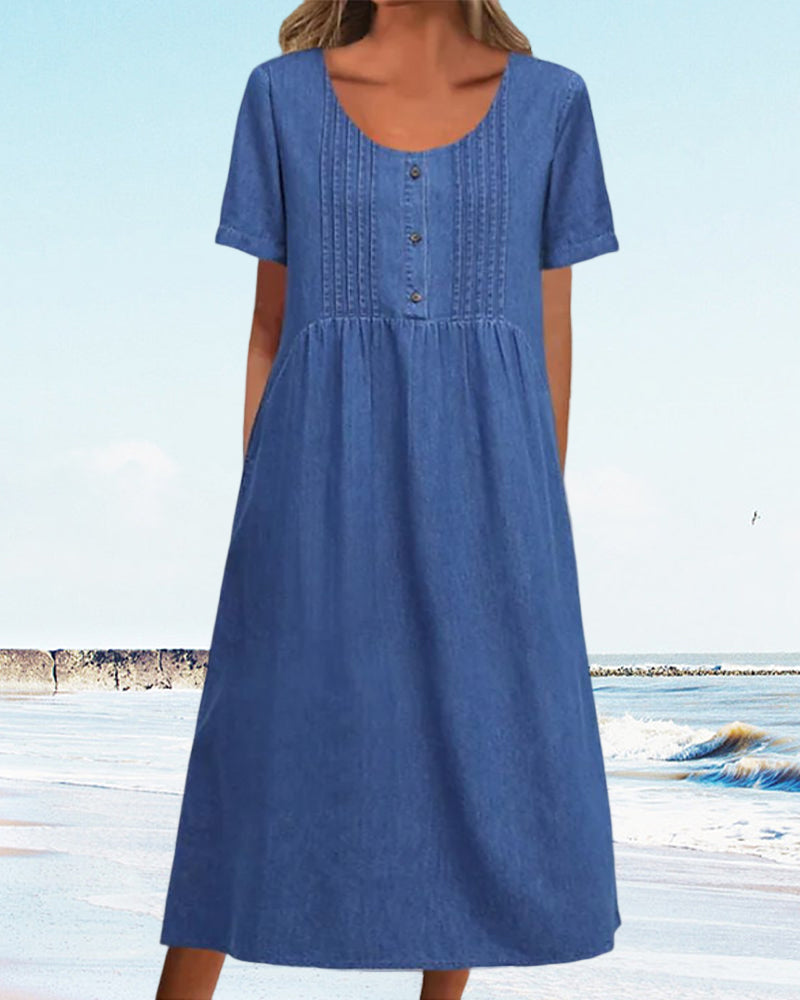 Denim short sleeve dress