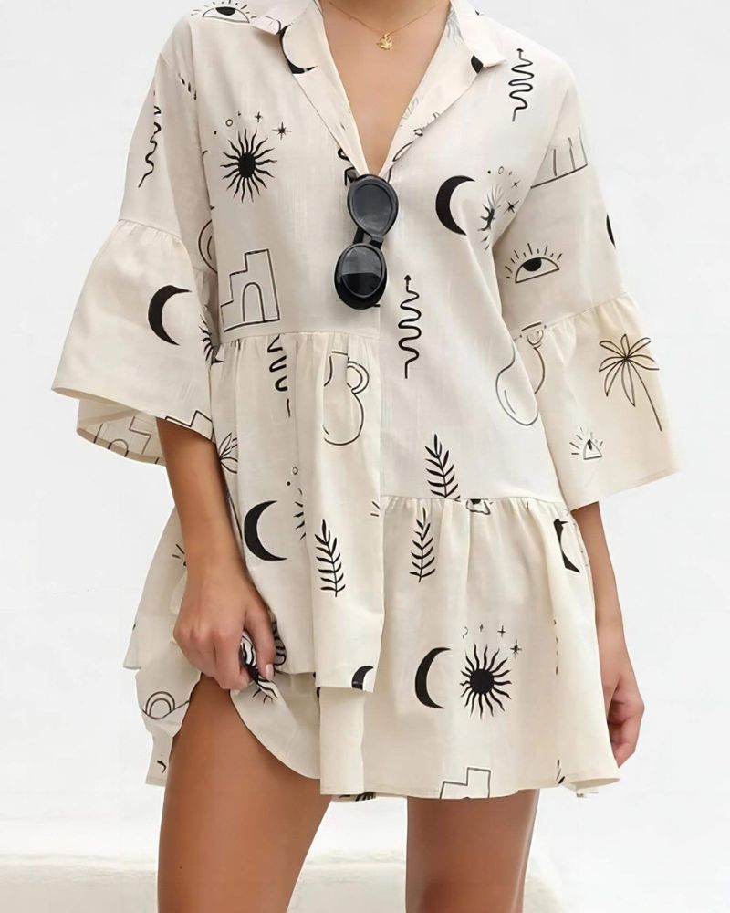 SAMALA - Ethnic Style Loose Shirt Short Dress