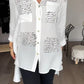 Sofia - Letter Print Fashion Lapel Shirt