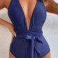 TIED CRISSCROSS ONE-PIECE SWIMSUIT