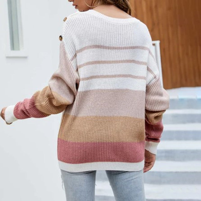 Casual Patchwork Striped Sweater