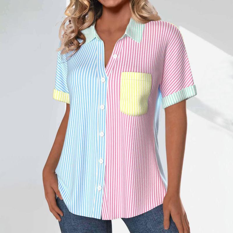 Colour Block Striped Blouse