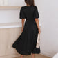 Ella Dress V Neckline Puffed Sleeves