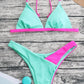 COLOR BLOCK RIBBED BIKINI SET