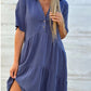 FRIZ - Casual Short-Sleeved Cotton And Linen Dress