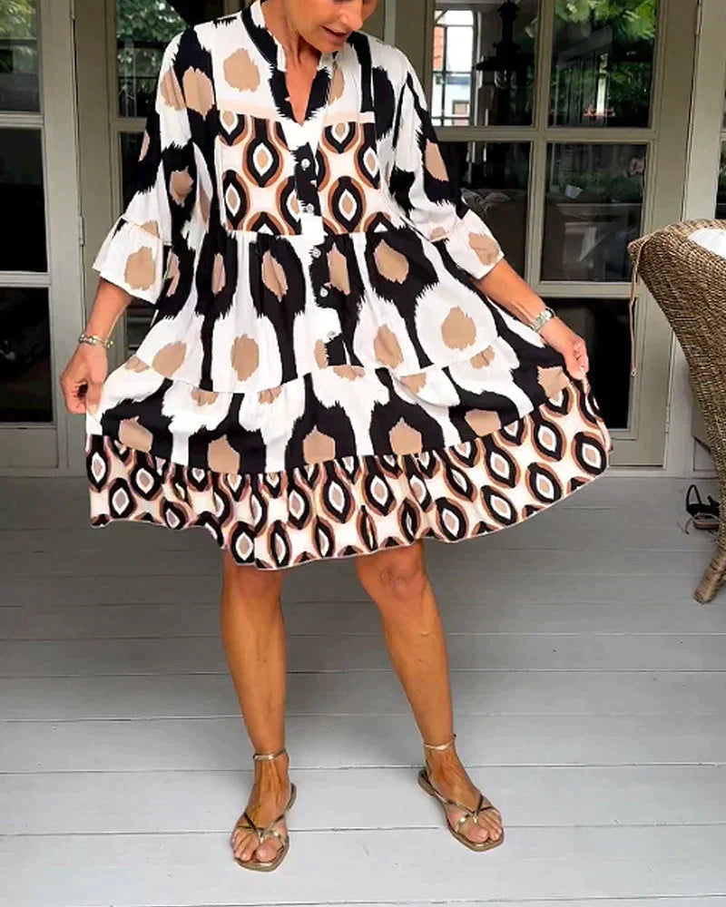 BERTA - PRINTED DRESS WITH 3/4 SLEEVES