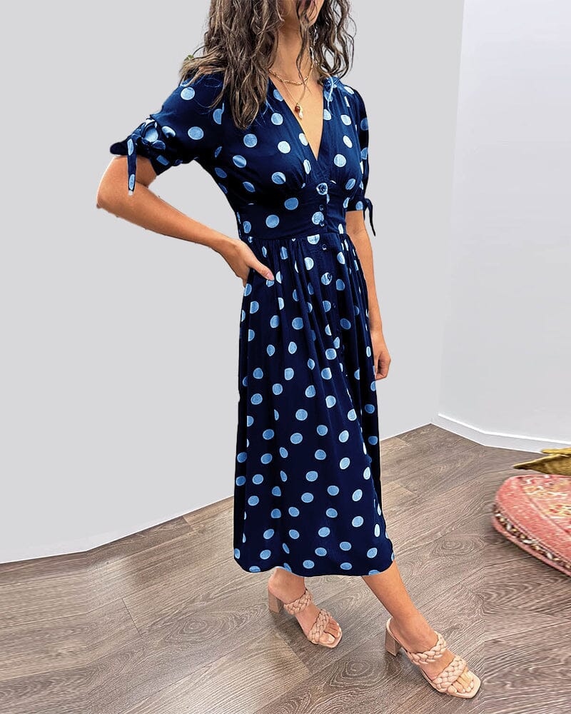 Dress With Polka Dots and Deep V-neckline