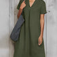 Cotton and linen solid color loose dress