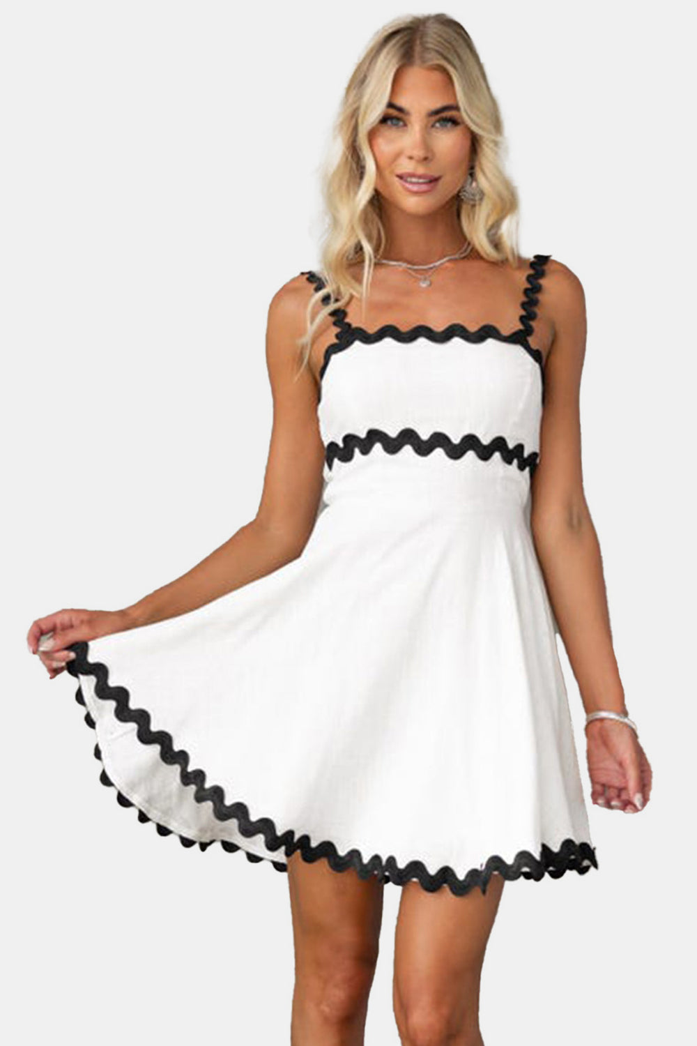 MELLY ZIG ZAG TRIM MINI DRESS