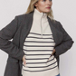 SAMA - ZIPPERED SWEATER WITH STRIPED TRICOT COLLAR