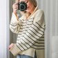 SAMA - ZIPPERED SWEATER WITH STRIPED TRICOT COLLAR