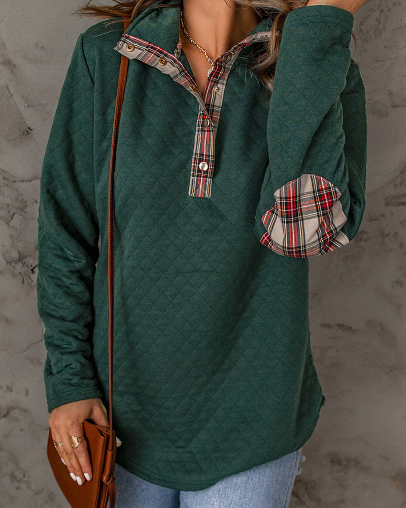 RENEE - Plaid Snap Down Sweatshirt