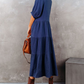 Summer Cotton Half Sleeves Midi Dress with Pockets