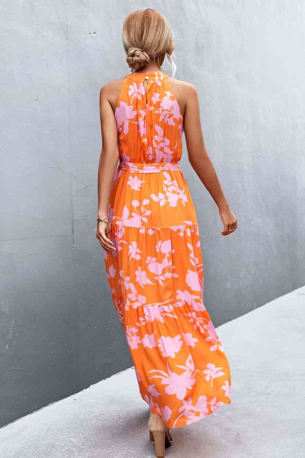 NADIA FLORAL TIE WAIST MAXI DRESS