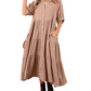 Summer Cotton Half Sleeves Midi Dress with Pockets