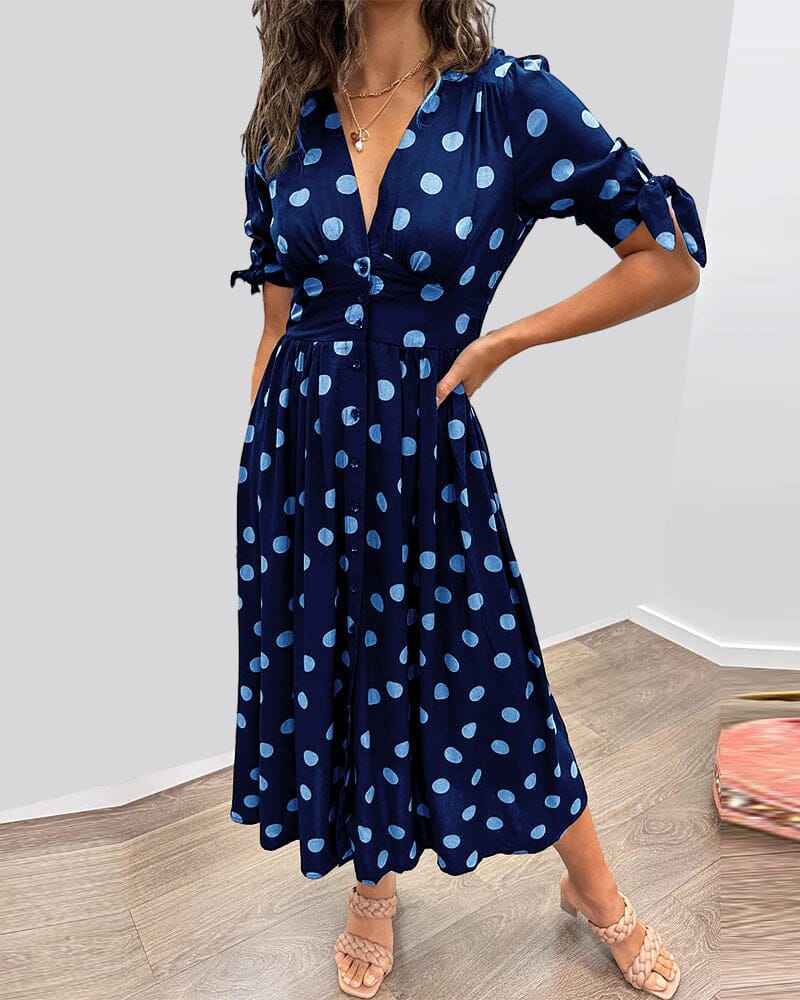 Dress With Polka Dots and Deep V-neckline