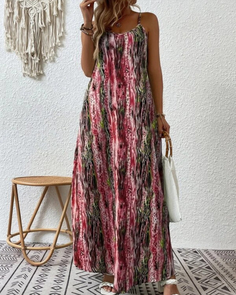 Sleeveless Vacation Dress in Gradient Print