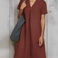 Cotton and linen solid color loose dress