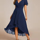 V-neck ruffled short-sleeved dress