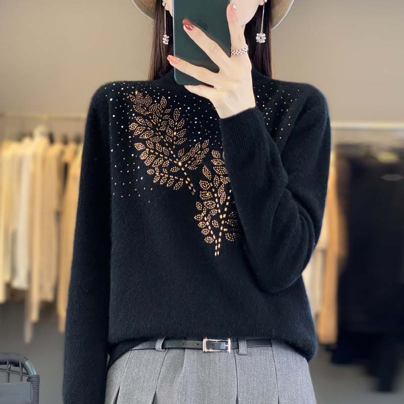 Leaf Print Knit Sweater