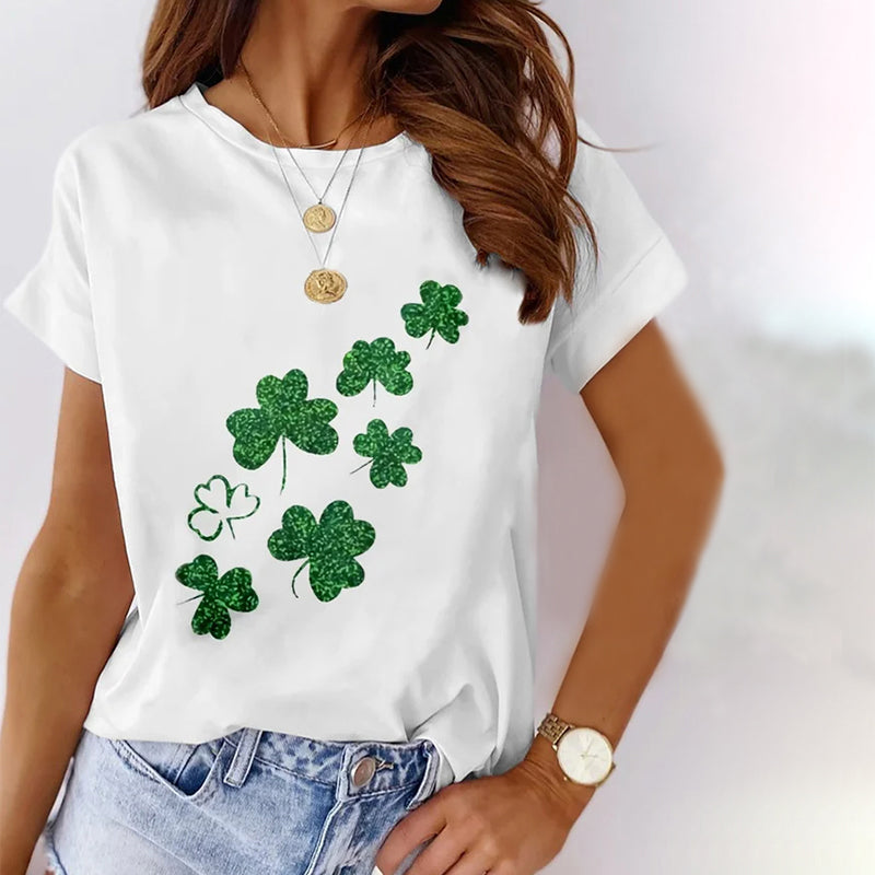 Clover Print Casual T-Shirt