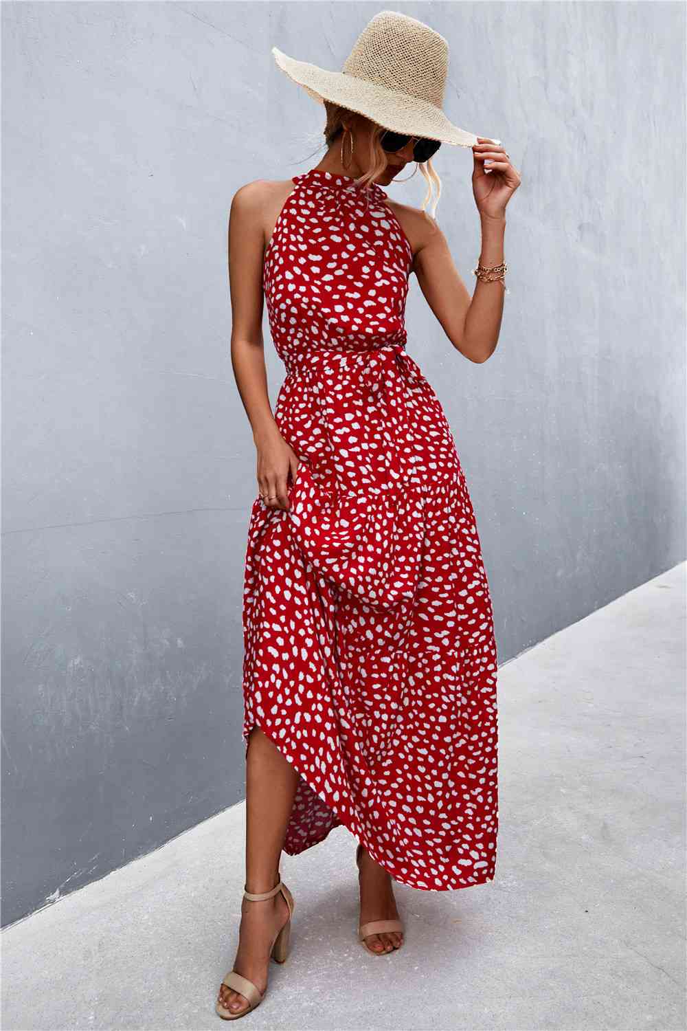 NADIA FLORAL TIE WAIST MAXI DRESS