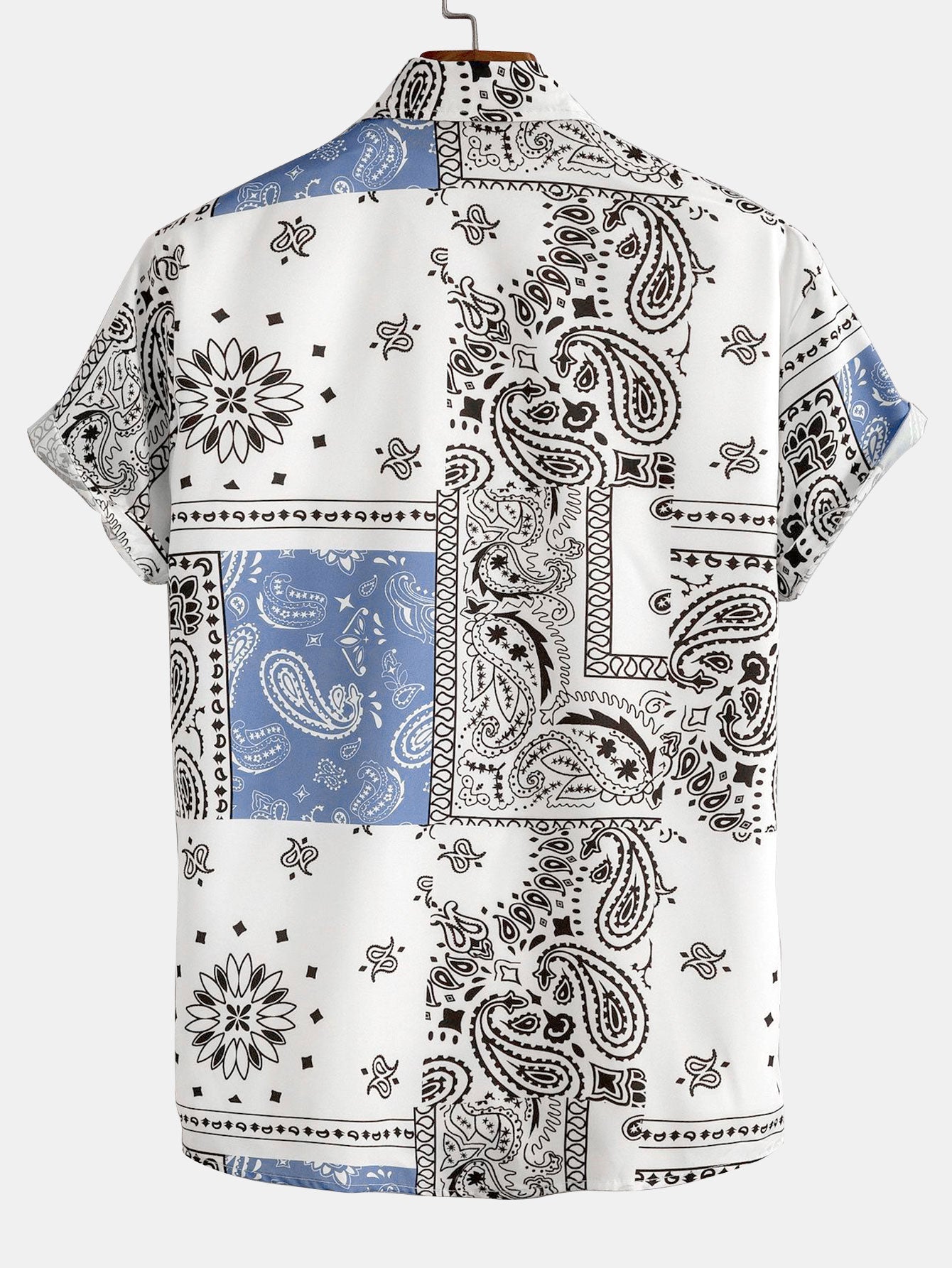 Shirt with Paisley Print and Buttons, Random Pattern Design, and Shorts