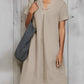 Cotton and linen solid color loose dress