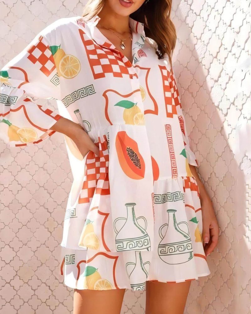 SAMALA - Ethnic Style Loose Shirt Short Dress