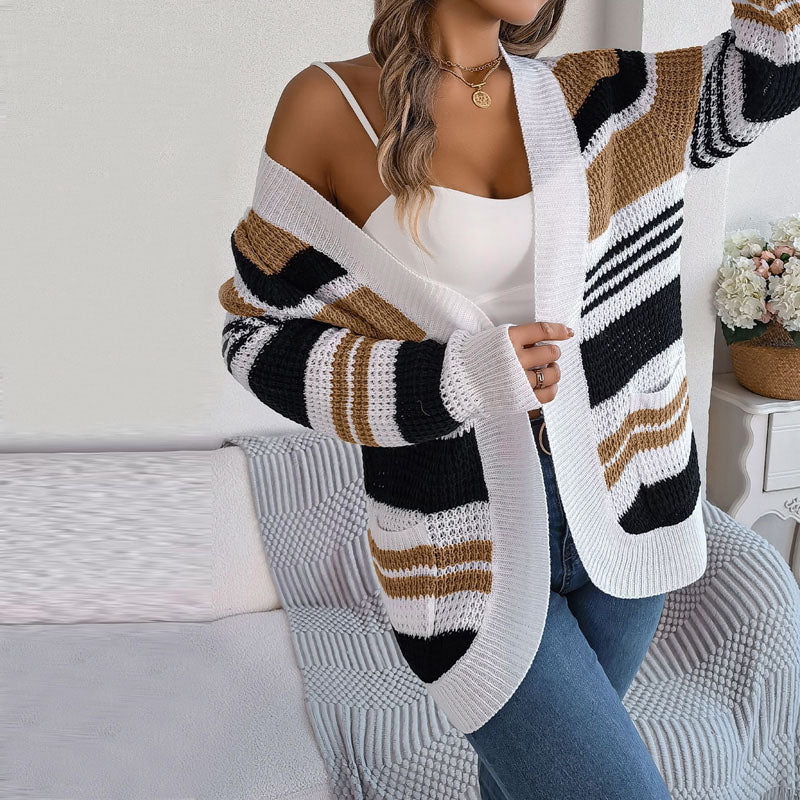 Casual Striped Knitted Cardigan