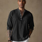 Linen V-neck Beach Long-sleeved Shirt