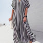 V-neck Shirt Dress in Stripe Print