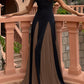 Febedress Spaghetti Strap Color Block Swing Maxi Party Dress