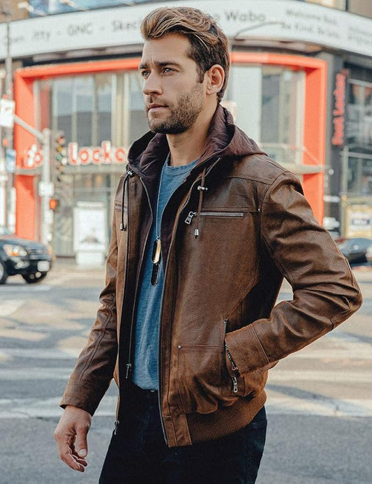 Urban Drift Leather Hooded Jacket