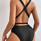 TIED CRISSCROSS ONE-PIECE SWIMSUIT