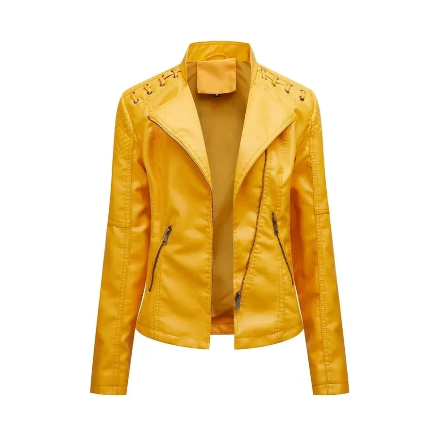 Jill - Stylish Lapel Collar Leather Jacket