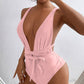 TIED CRISSCROSS ONE-PIECE SWIMSUIT