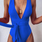 TIED CRISSCROSS ONE-PIECE SWIMSUIT