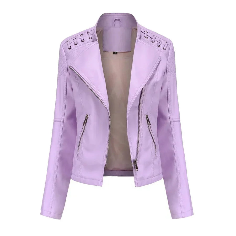 Jill - Stylish Lapel Collar Leather Jacket