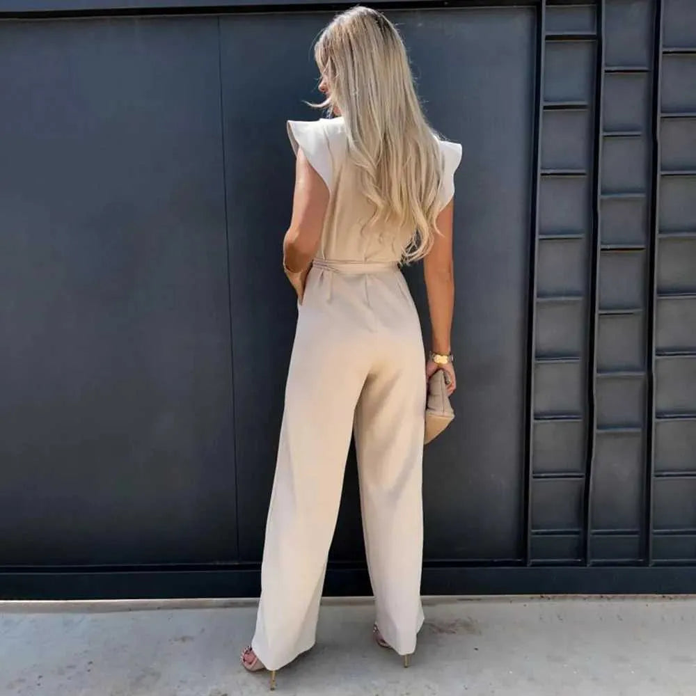 Cery - Elegant Jumpsuit with Ruffles and Belt