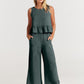 VALERINA - Casual Linen 2 Piece Top and Pants Set