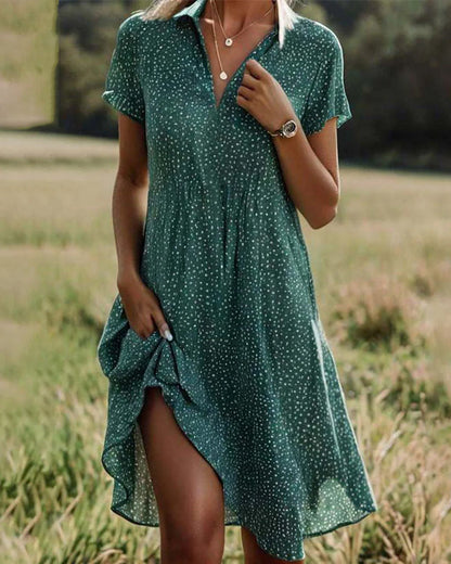 Casual lapel floral dress