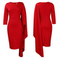 3/4 Sleeve Draped Side Bodycon Dress