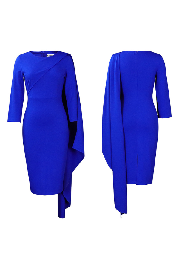 3/4 Sleeve Draped Side Bodycon Dress