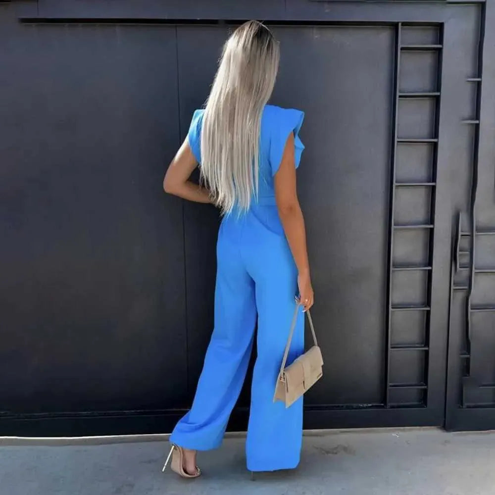 Cery - Elegant Jumpsuit with Ruffles and Belt